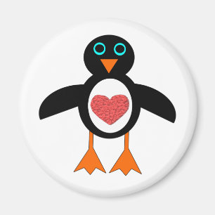 Imã Magneta Pinguin Coração de Amor Bonito