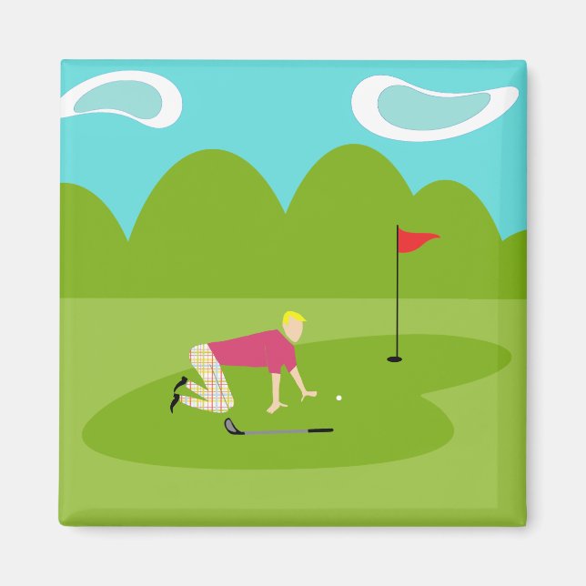Imã Magneta Praça Golfer Retro (Frente)