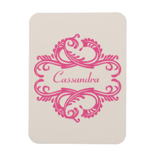 Ímã Magneta Premium de Damasco Chic Rosa