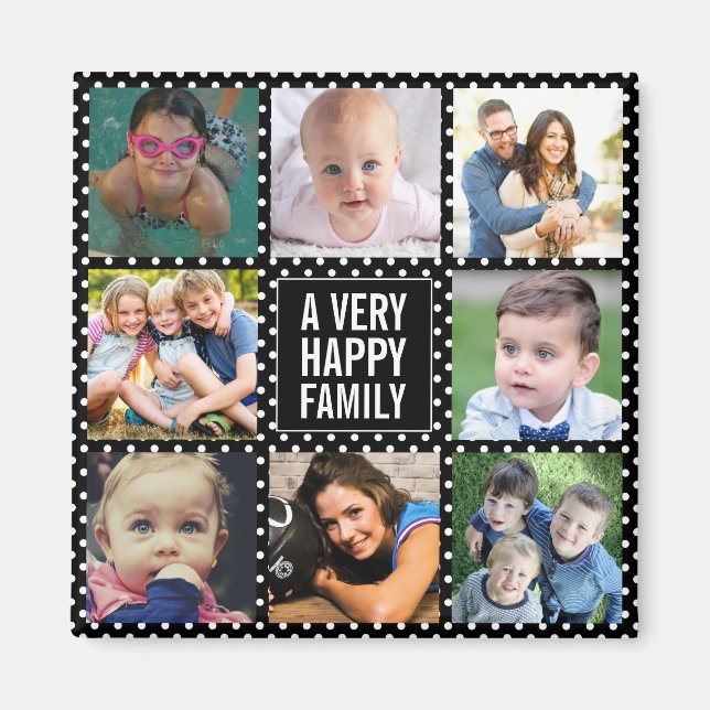 Imã Magneta Preta de Colagem de Fotografias de Oito Fa (Frente)