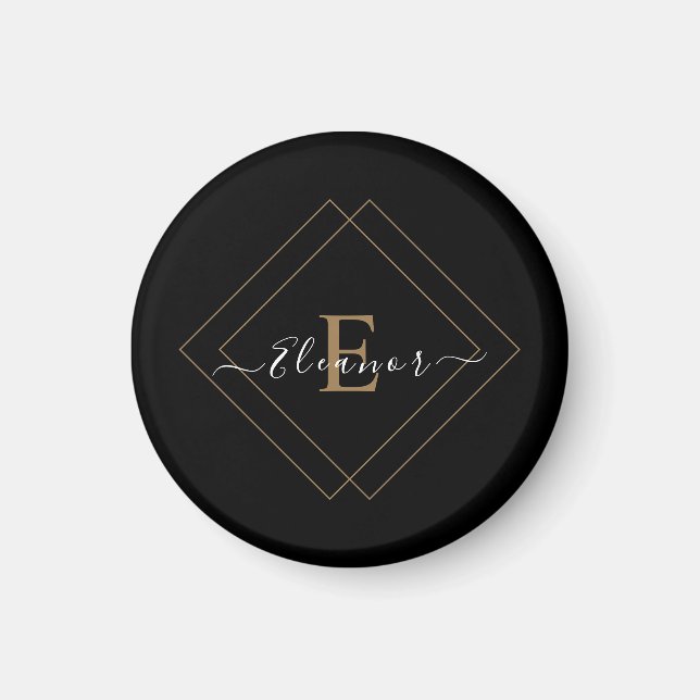 Imã Magneta Preta Personalizada com Nome (Frente)
