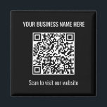 Imã Magneta Preta Quadrada de Código QR Moderno Simple<br><div class="desc">Simple Modern QR Code Square Black Magnet, personalize usando o modelo de personalização online antes de fazer pedidos. Altere o URL (endereço do site) do Código QR no campo URL do Código QR para o endereço do site da sua empresa para que o Código QR seja gerado automaticamente para você....</div>