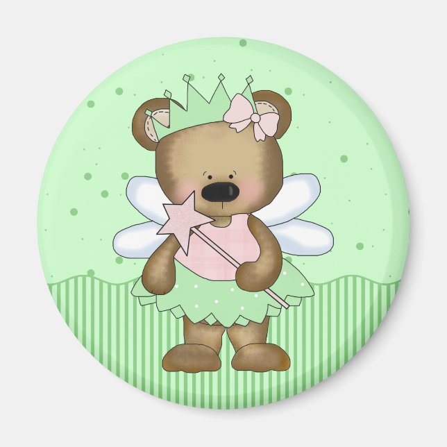 Imã Magneta Princesa de Fada de Urso Verde (Frente)