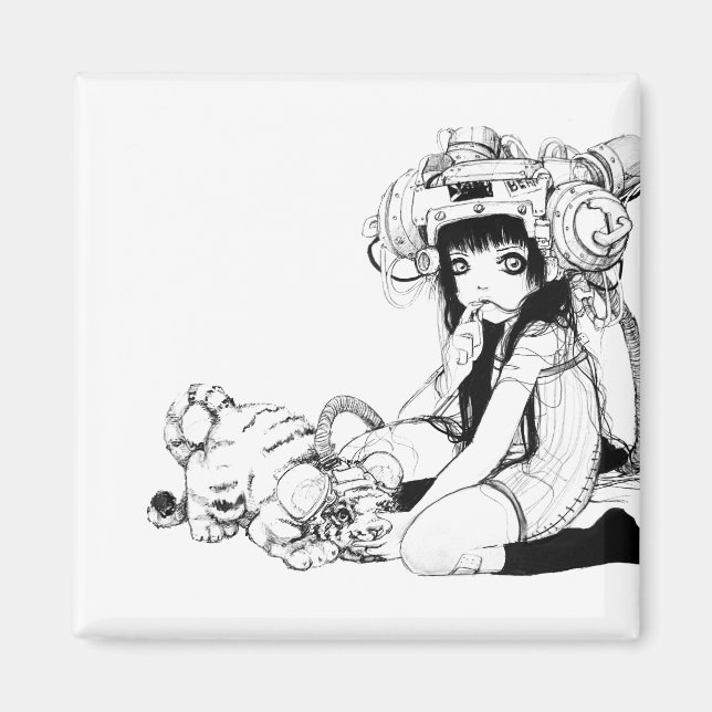 Imã Magneta Quadrada de Amigos Simbióticos (Frente)