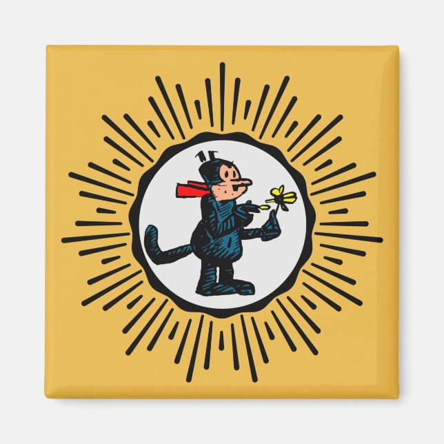 Imã Magneta Quadrada de Cartoon de Starburst de Estilo (Frente)