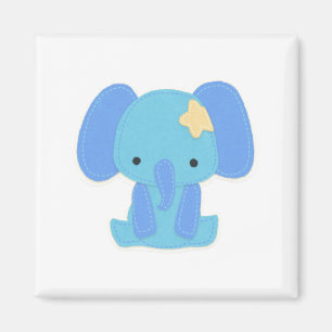 Imã Magneta Quadrada de Elefante Azul