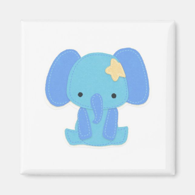 Imã Magneta Quadrada de Elefante Azul (Frente)