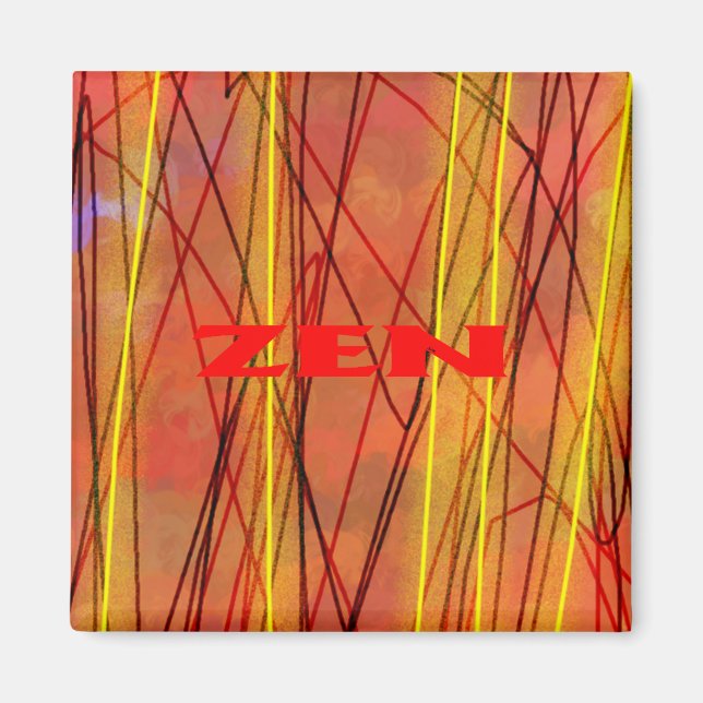 Imã Magneta quadrada de fio vermelho Zen (Frente)