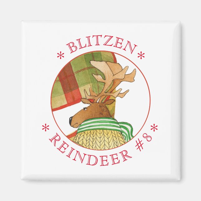 Imã Magneta quadrada de REINDEER AZEITADA (Frente)