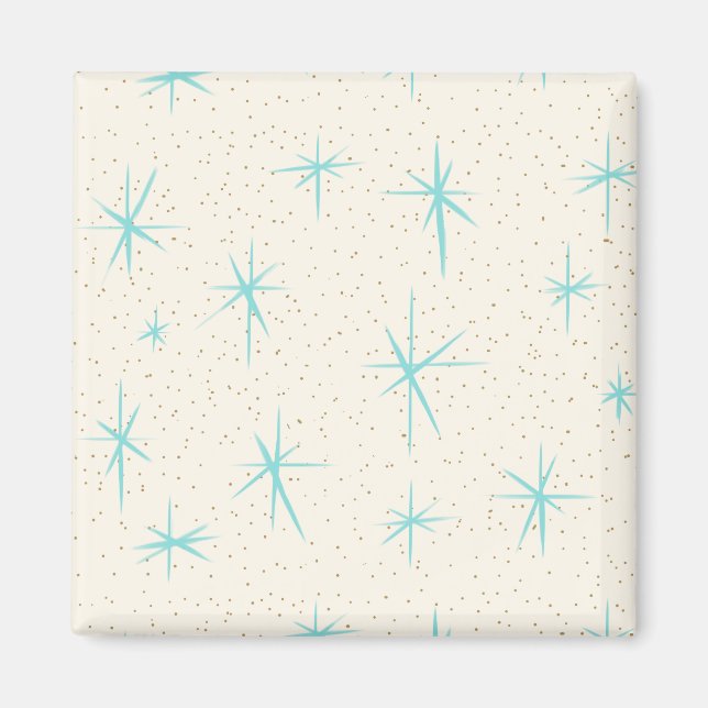 Imã Magneta Quadrada de Starbursts Turquesa Idade do E (Frente)