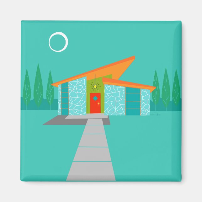 Imã Magneta Quadrada do Cartoon House da Idade do Espa (Frente)