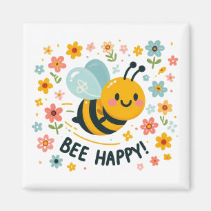 Imã Magneta Quadrada Feliz de Bee Adorável