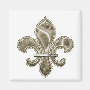 Imã Magneta Quadrada Fleur de Lis Dourada