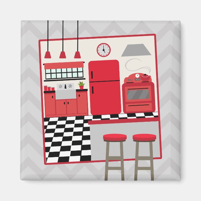 Imã Magneta Red Retro Kitchen (Frente)