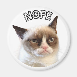 Imã Magneta redonda de Cat Grumpy original "NOPE"