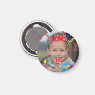 Imã Magneta redonda de fotos de aniversário feliz pers