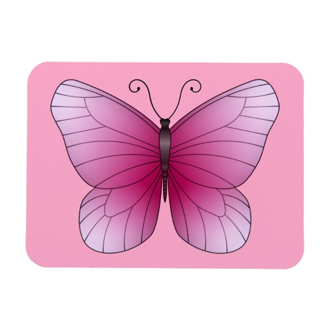 Ímã Magneta rosa borboleta (Horizontal)