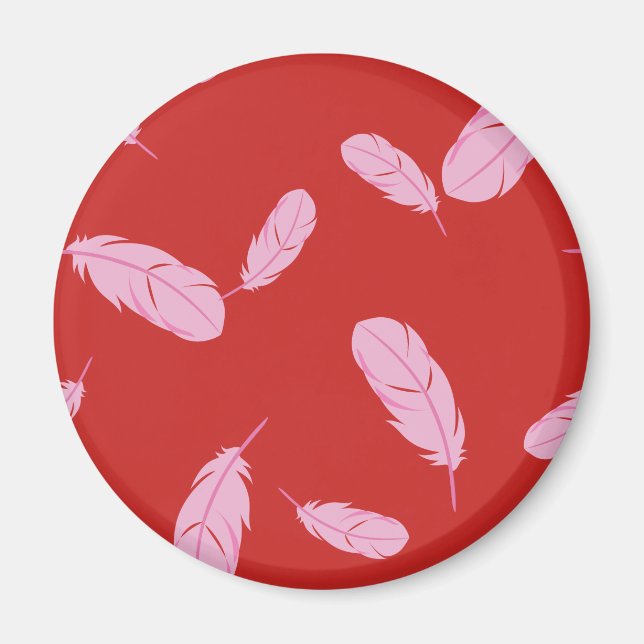 Imã Magneta rosa e vermelha - Penas (Frente)