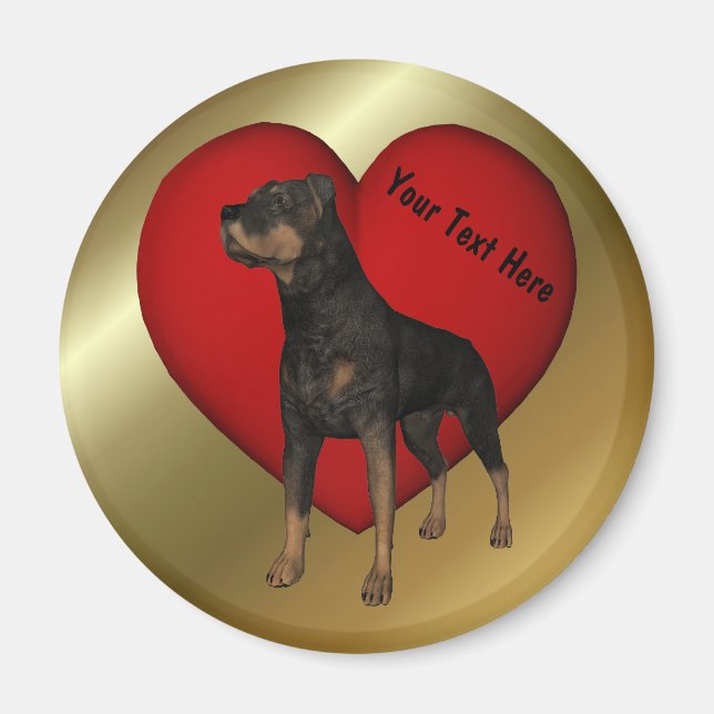 Imã Magneta Rottweiler Red Heart Dog (Frente)