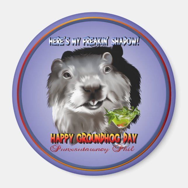 Imã Magneta Sombra de Punxsutawney Phil (Frente)
