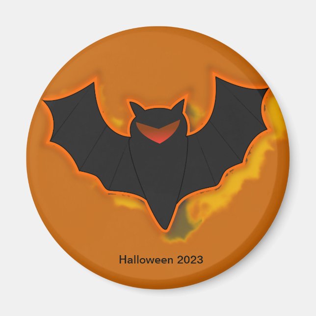 Imã Magneta Spooky Bat Halloween | Tema Laranja (Frente)