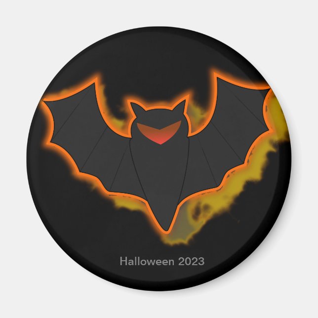 Imã Magneta Spooky Bat Halloween | Tema Preto (Frente)