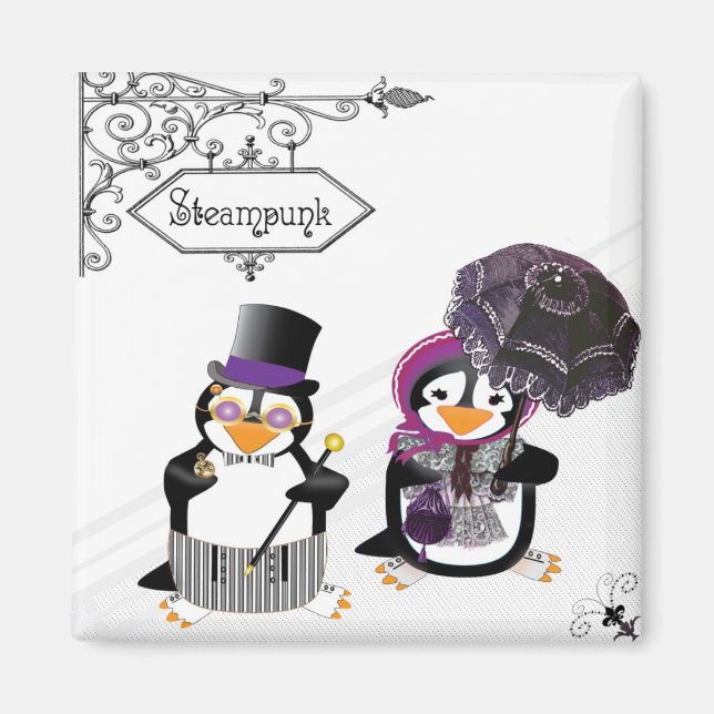 Imã Magneta Steampunk Penguins (Frente)