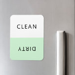 Ímã Magneta suja moderna e minimalista da máquina de l<br><div class="desc">Lava-louça verde pastel moderna e minimalista,  limpa ou imã suja para indicar pratos na cozinha doméstica.</div>