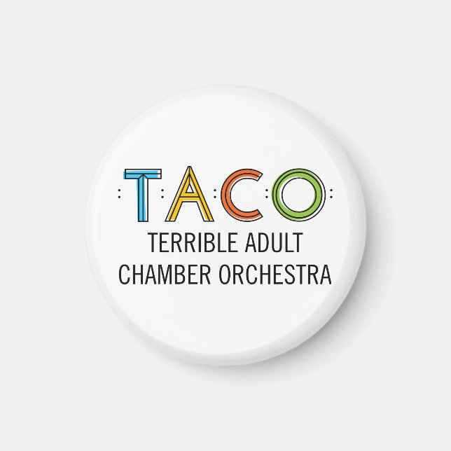 Imã Magneta TACO redonda pequena de 1¼" (Frente)