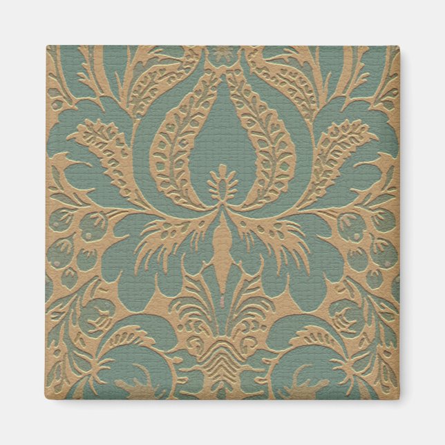 Imã Magneta Teal Beige Damask (Frente)