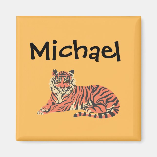 Imã Magneta Tiger Personalizada Com Nome Personalizado (Frente)