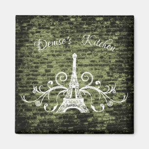 Imã Magneta verde Eiffel Tower Grunge
