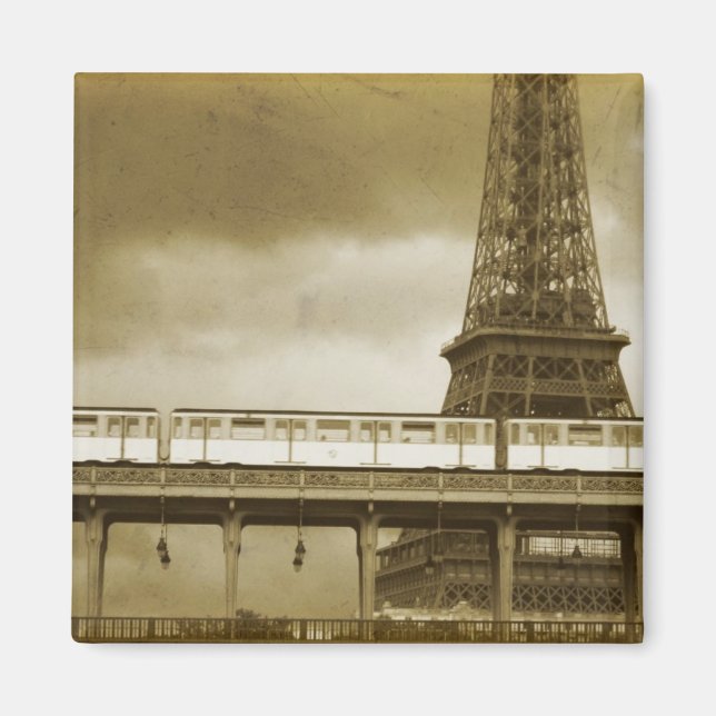 Imã Magneta Vintage em Torre Eiffel (Frente)