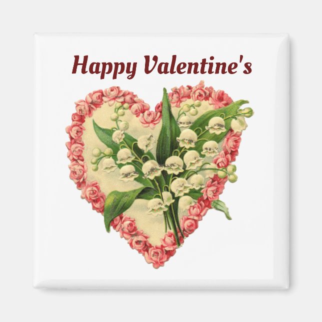 Imã Magneta Vintage Heart Square (Frente)