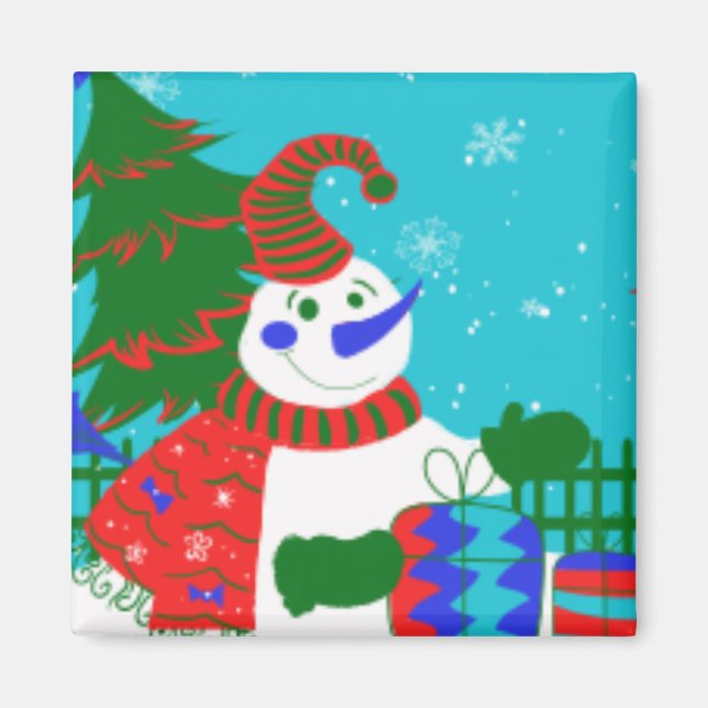 IMÃ MAGNETAS FUN DE NATAL - TRABALHO DE ARTE DE SNOWMA (Frente)