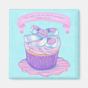 Imã Magnete de script de Cupcake rosa
