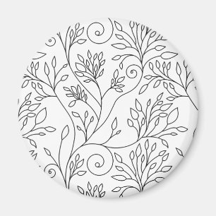 Imã Magnete floral preto e branco