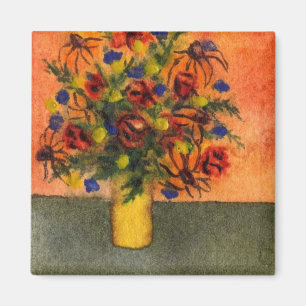 Imã Magnete Floral "Vaso Amarelo"
