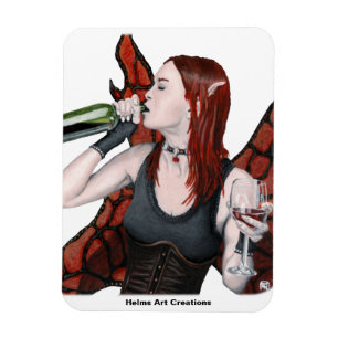 Ímã Magnética Fada Bebendo Vinho Fantasia Magnet