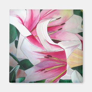 Imã Magnético branco e lírio-rosa