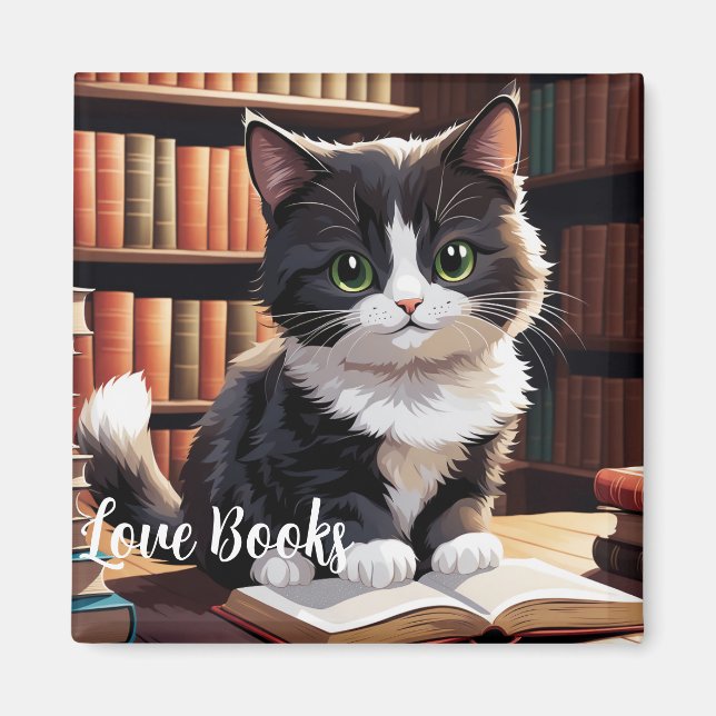 Imã Magnético de Gato de Tempo de Leitura (Frente)