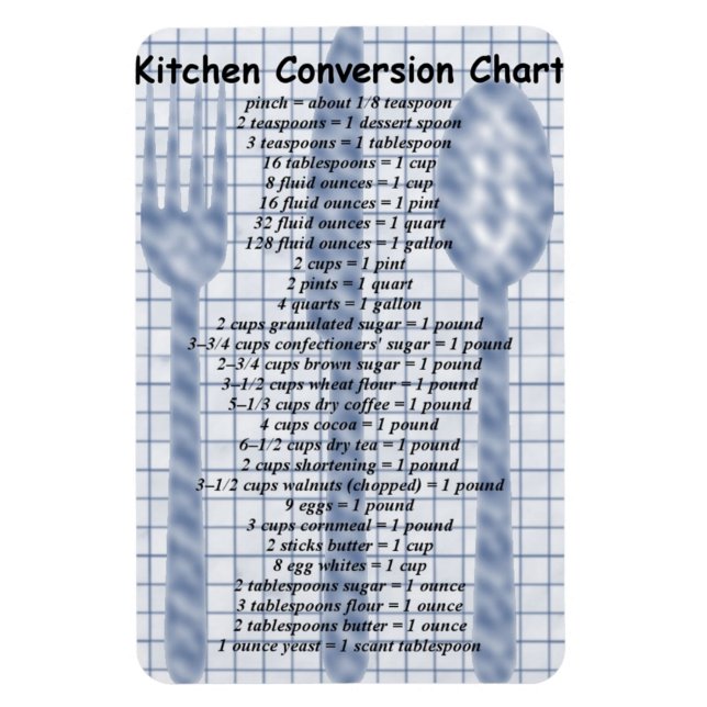 Ímã Magnético do Gráfico de Conversão de Cozinha (Vertical)