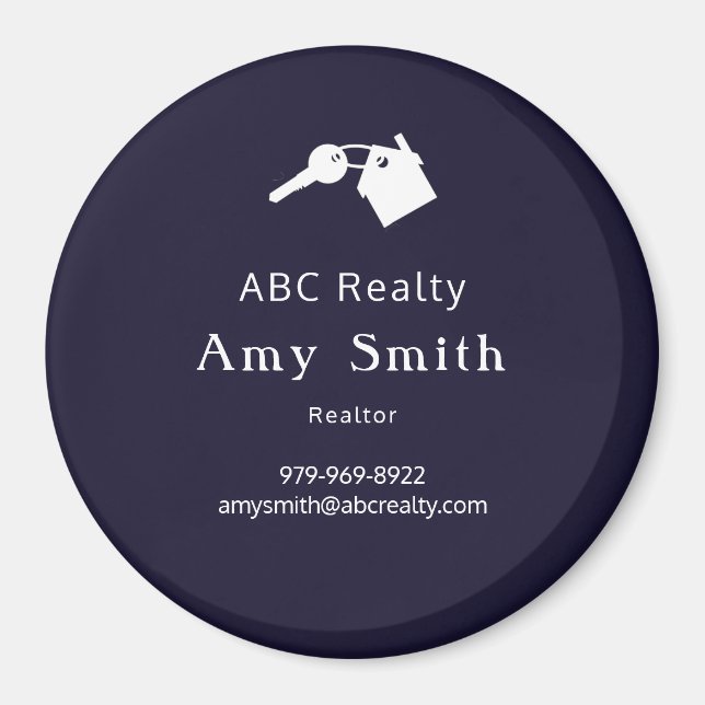 Imã Magneto Cartão de visita circular azul (Frente)