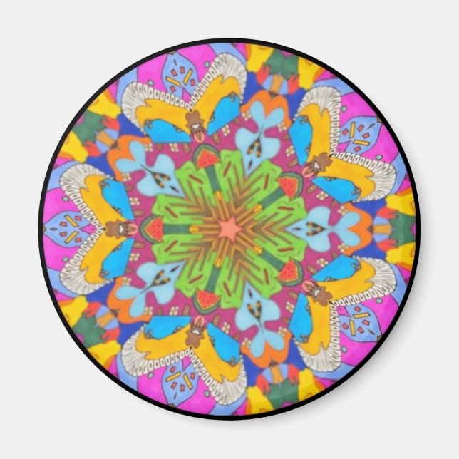 Imã Magneto da Flor Tribal Fractal Mandala (Frente)