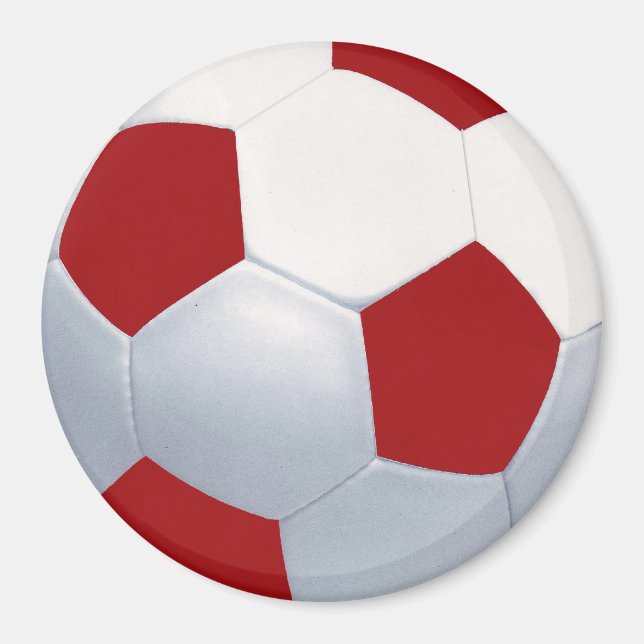 Imã Magneto de bola de futebol vermelho e branco (Frente)