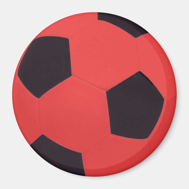 Imã Magneto de bola de futebol vermelho e preto (Frente)