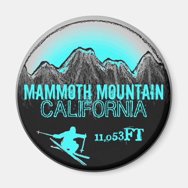 Imã Magneto de esqui teal da Mammoth Mountain Californ (Frente)