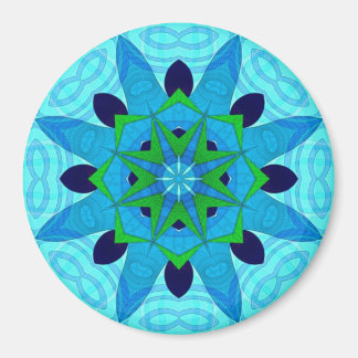Imã Magneto de Flor Geométrico Azul