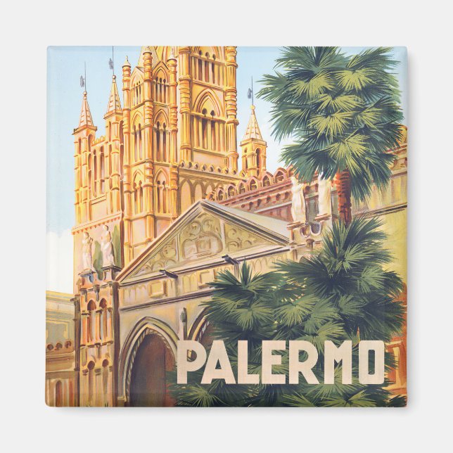 Imã Magneto de viagens vintage Palermo Itália (Frente)