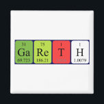 Imã Magneto do nome da mesa periódica de Gareth<br><div class="desc">Gareth se destacou como Ga Re T H (Hidrogênio de Gálium Rhenium Tritium) em um ímã para o cientista em você.</div>